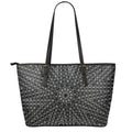 Black And White Kaleidoscope Print Leather Tote Bag With Zipper