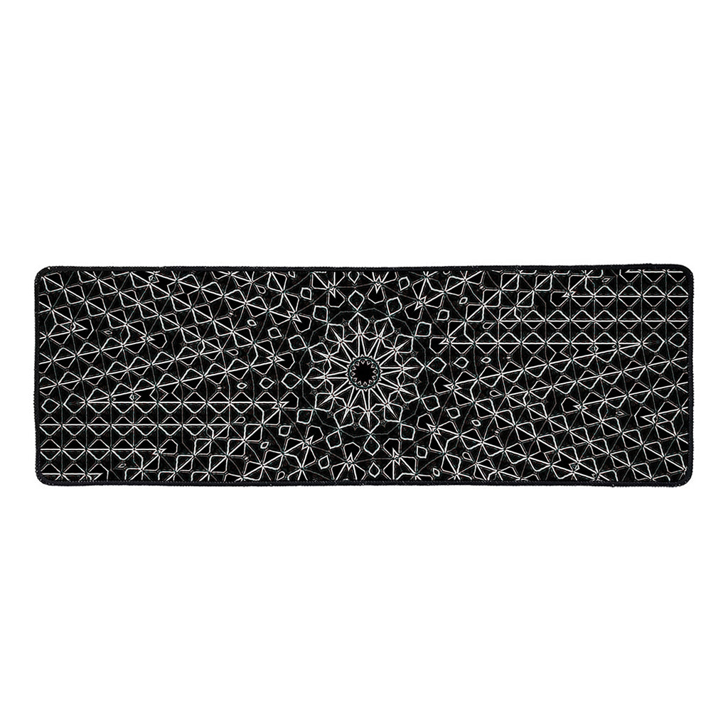 Black And White Kaleidoscope Print Long Kitchen Mat