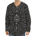 Black And White Kaleidoscope Print Long Sleeve Baseball Jersey