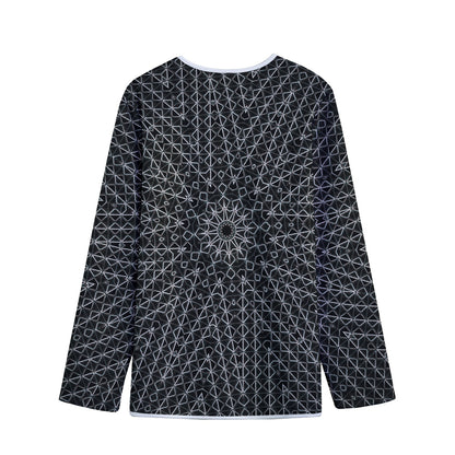 Black And White Kaleidoscope Print Long Sleeve Short Coat
