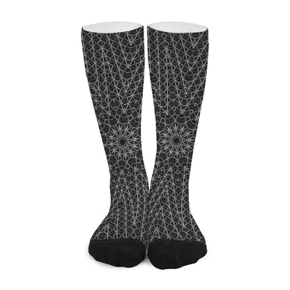 Black And White Kaleidoscope Print Long Socks