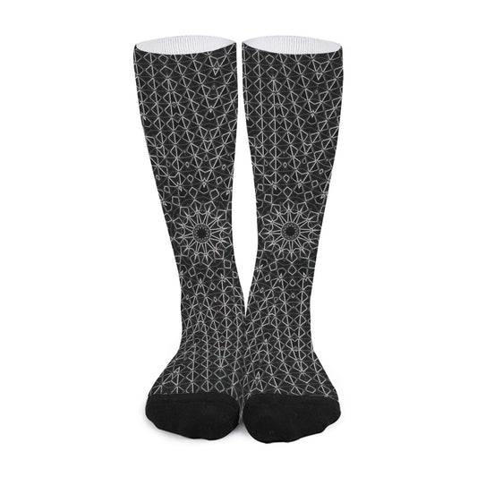 Black And White Kaleidoscope Print Long Socks