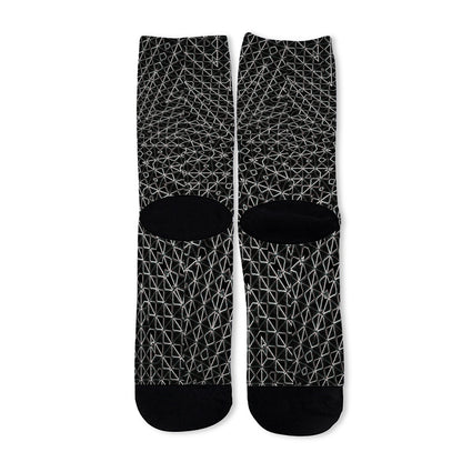 Black And White Kaleidoscope Print Long Socks