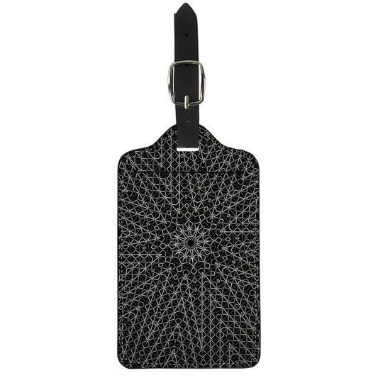 Black And White Kaleidoscope Print Luggage Tag