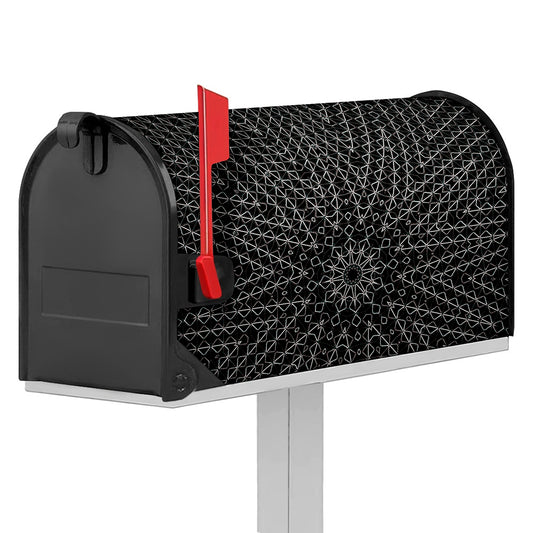 Black And White Kaleidoscope Print Mailbox Cover