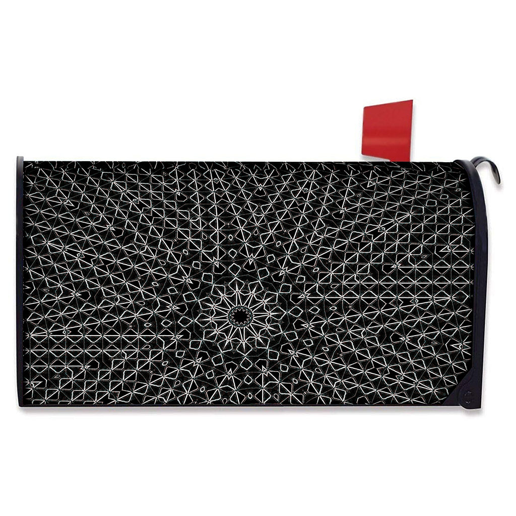 Black And White Kaleidoscope Print Mailbox Cover