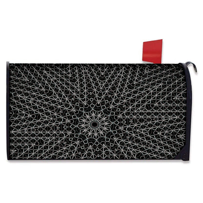 Black And White Kaleidoscope Print Mailbox Cover