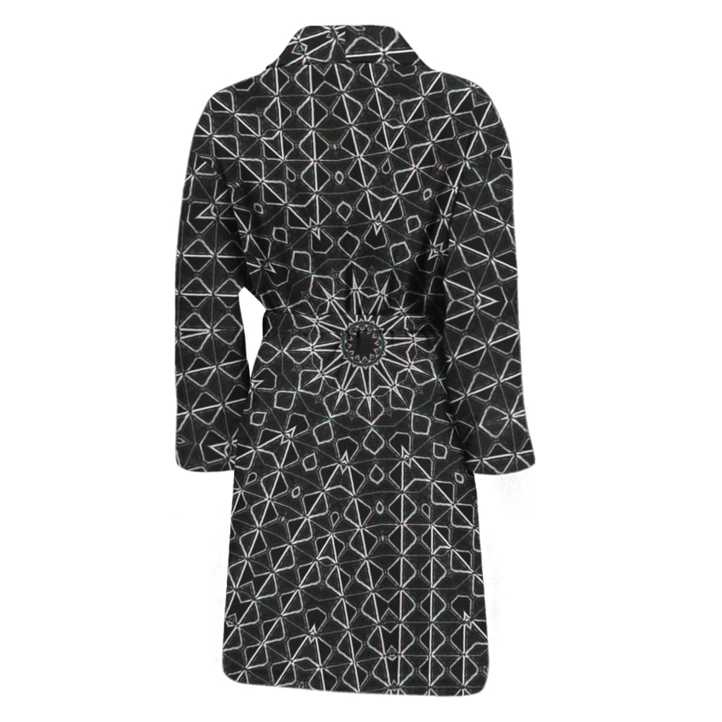 Black And White Kaleidoscope Print Men's Bathrobe