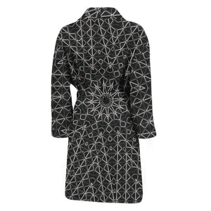 Black And White Kaleidoscope Print Men's Bathrobe