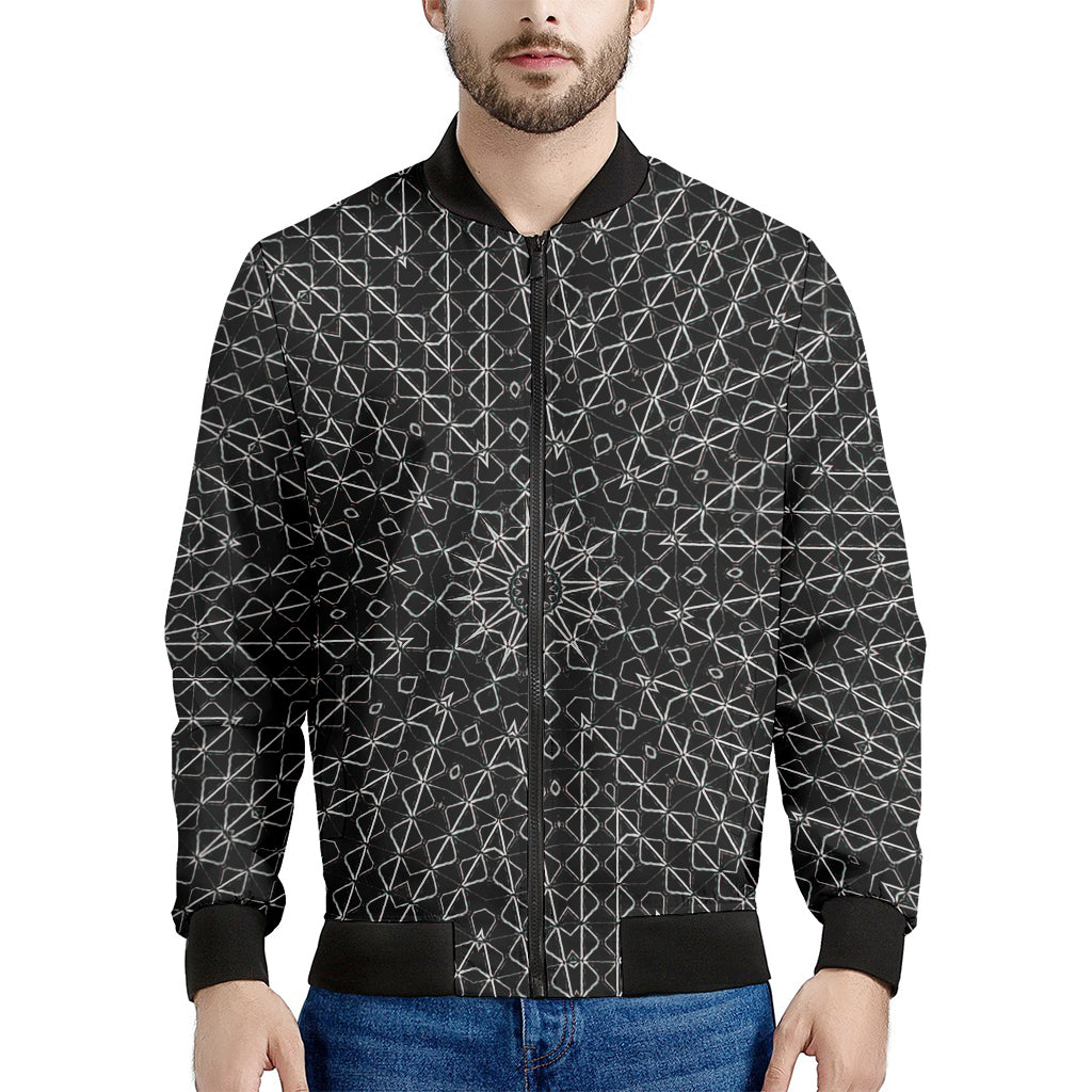 Black And White Kaleidoscope Print Men's Bomber Jacket