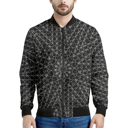 Black And White Kaleidoscope Print Men's Bomber Jacket