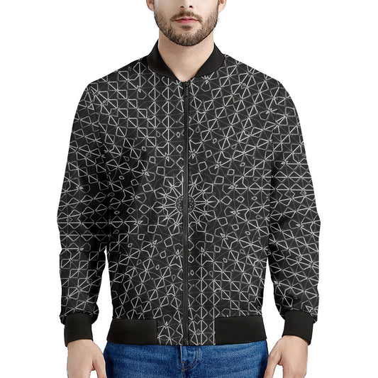Black And White Kaleidoscope Print Men's Bomber Jacket