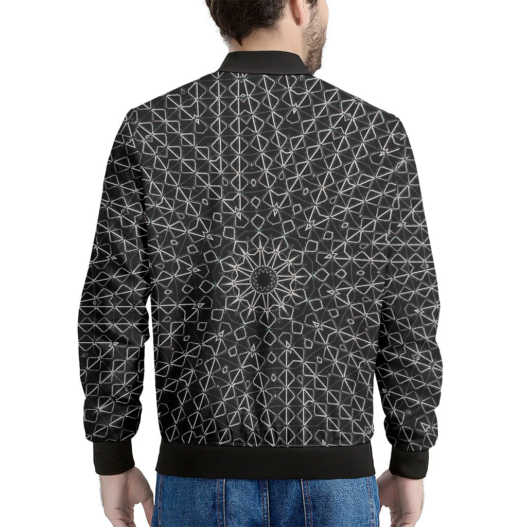 Black And White Kaleidoscope Print Men's Bomber Jacket