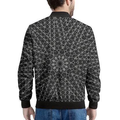 Black And White Kaleidoscope Print Men's Bomber Jacket