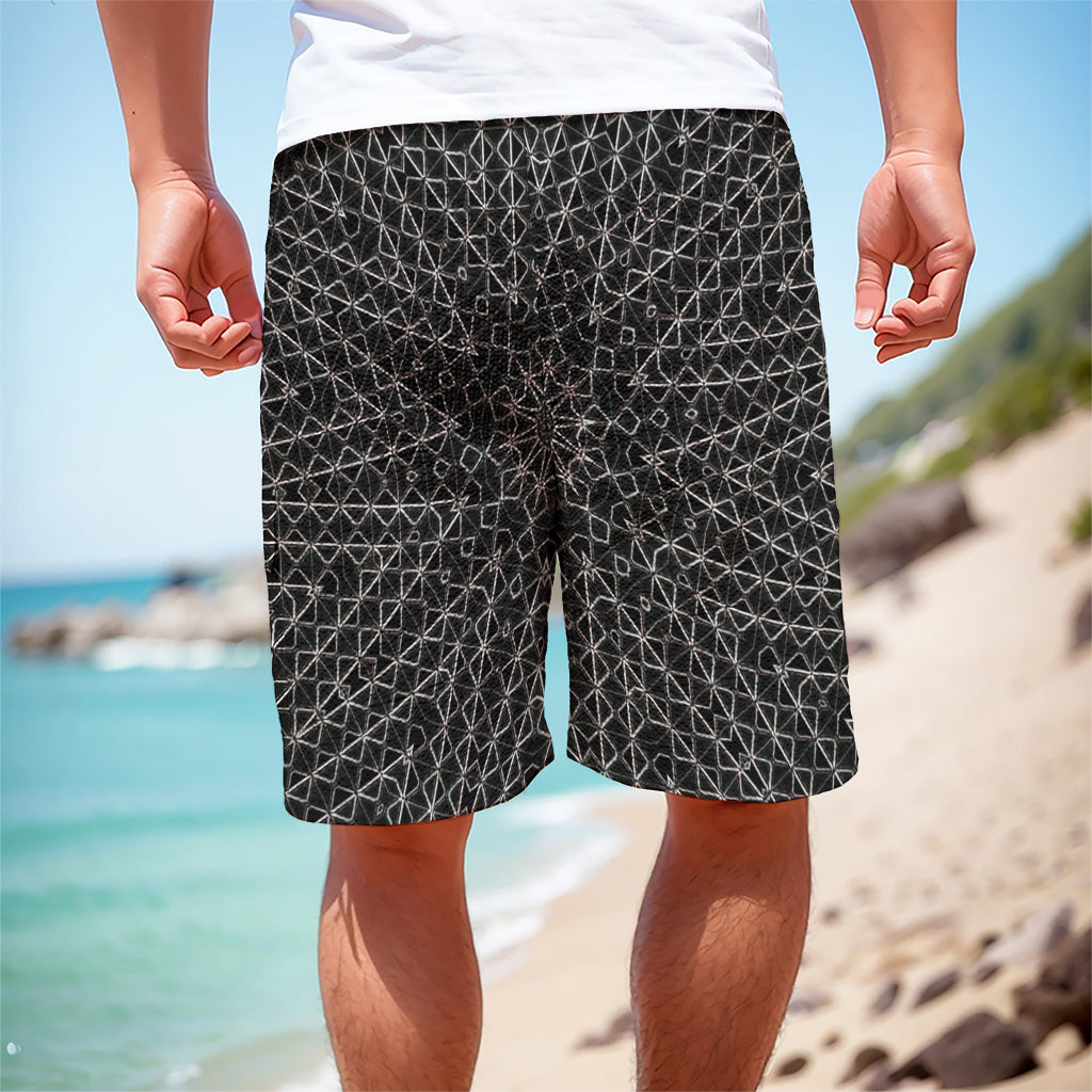 Black And White Kaleidoscope Print Men's Cargo Shorts