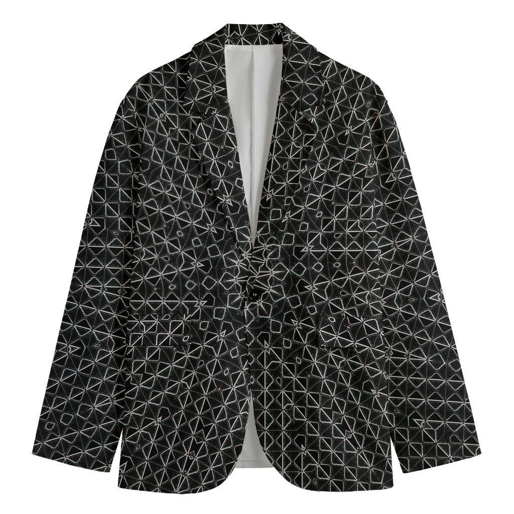 Black And White Kaleidoscope Print Men's Cotton Blazer