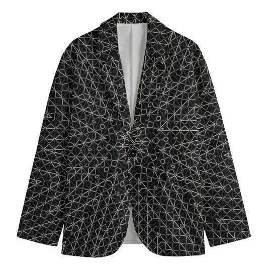 Black And White Kaleidoscope Print Men's Cotton Blazer