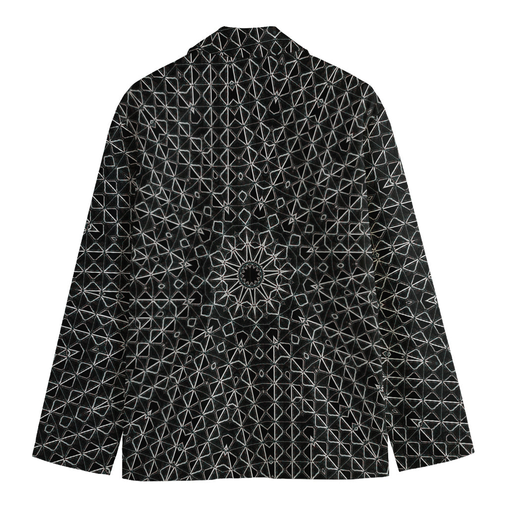 Black And White Kaleidoscope Print Men's Cotton Blazer
