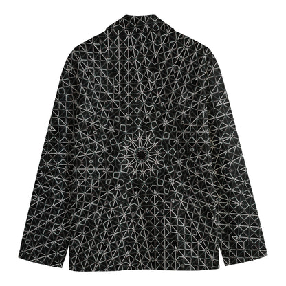 Black And White Kaleidoscope Print Men's Cotton Blazer