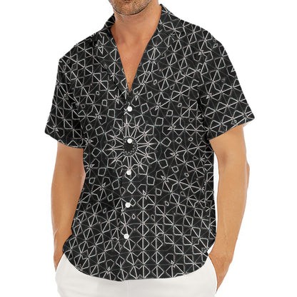 Black And White Kaleidoscope Print Men's Deep V-Neck Shirt