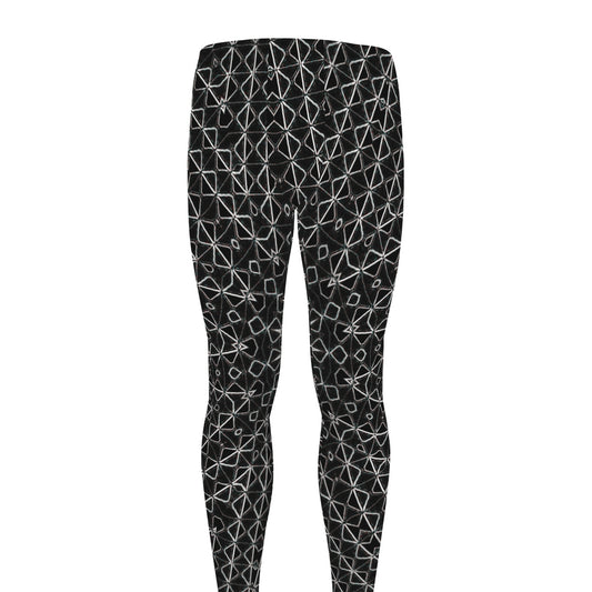 Black And White Kaleidoscope Print Men's leggings