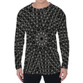Black And White Kaleidoscope Print Men's Long Sleeve T-Shirt