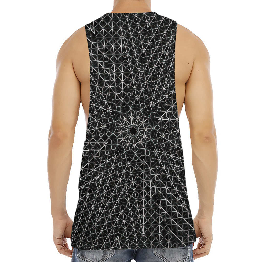 Black And White Kaleidoscope Print Men's Muscle Tank Top