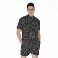 Black And White Kaleidoscope Print Men's Romper