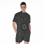 Black And White Kaleidoscope Print Men's Rompers