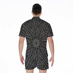 Black And White Kaleidoscope Print Men's Rompers