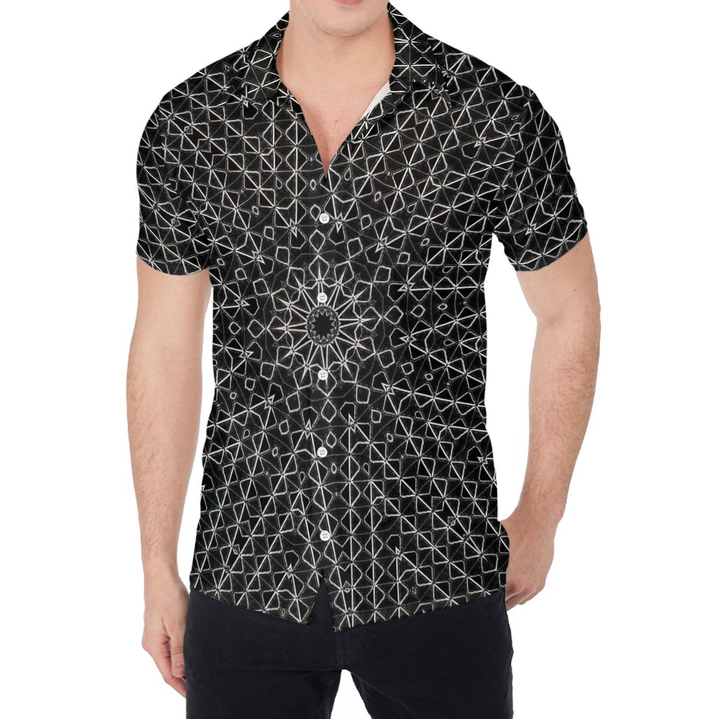 Black And White Kaleidoscope Print Men's Shirt