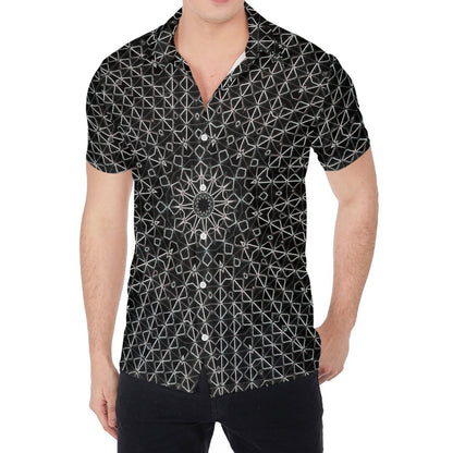 Black And White Kaleidoscope Print Men's Shirt