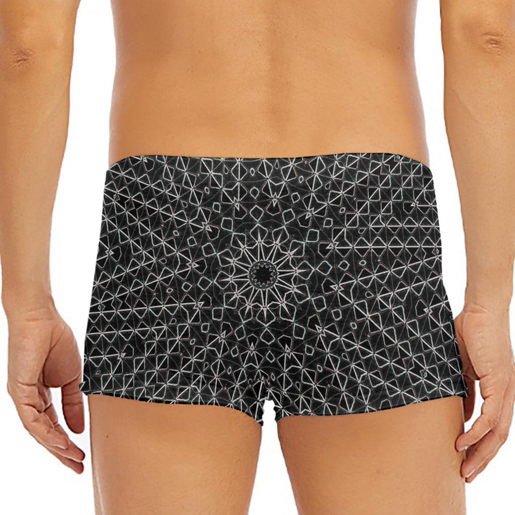 Black And White Kaleidoscope Print Men's Short Boxer Briefs