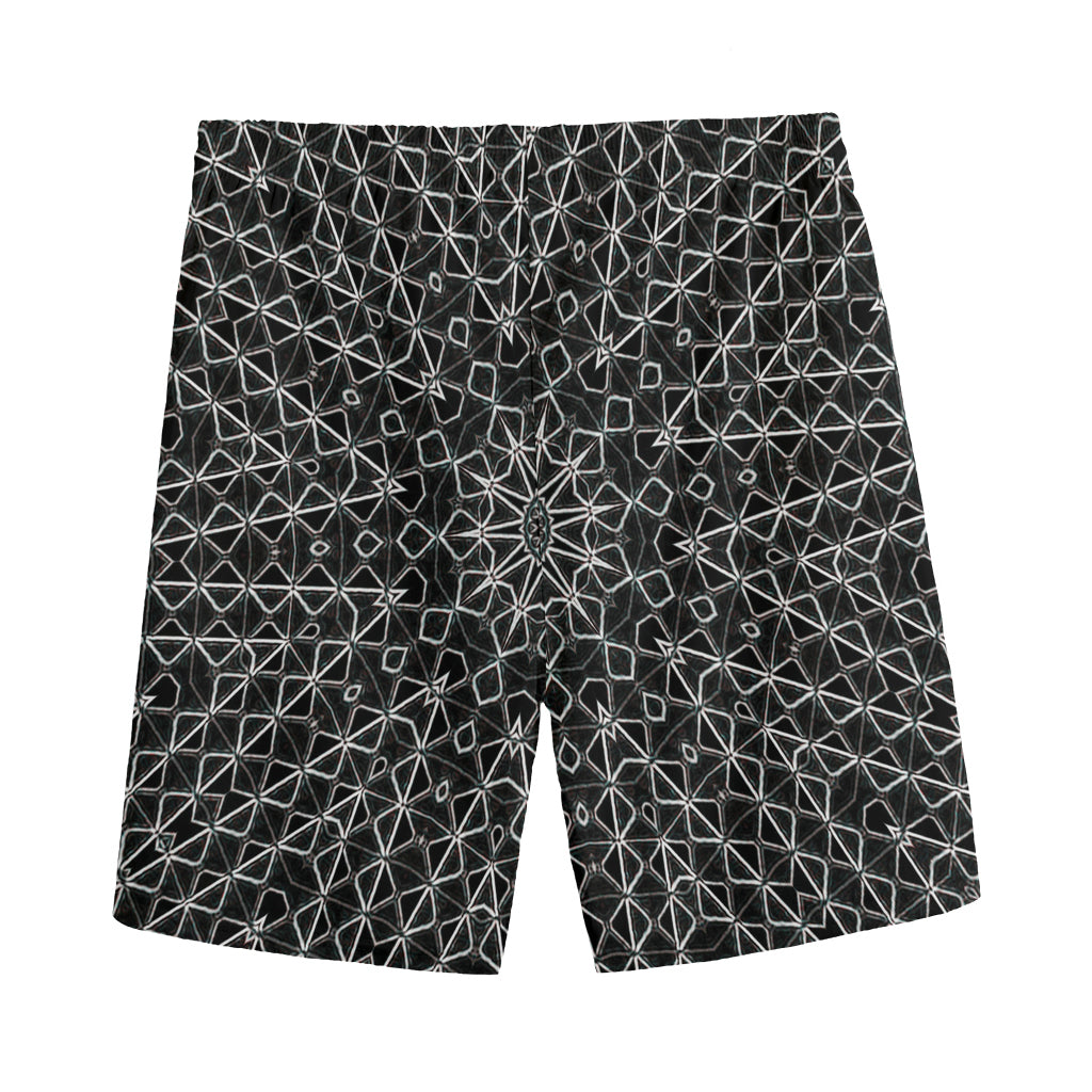 Black And White Kaleidoscope Print Men's Sports Shorts
