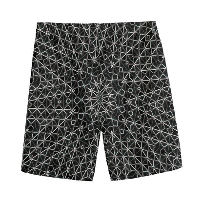 Black And White Kaleidoscope Print Men's Sports Shorts