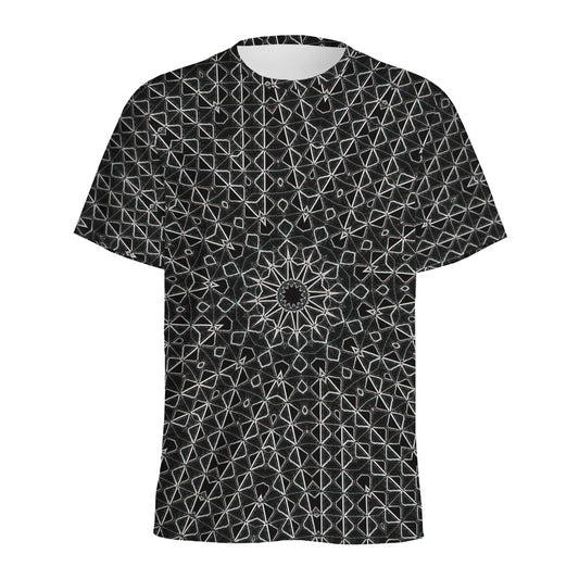 Black And White Kaleidoscope Print Men's Sports T-Shirt