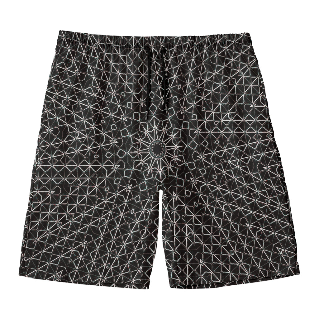 Black And White Kaleidoscope Print Men's Swim Trunks