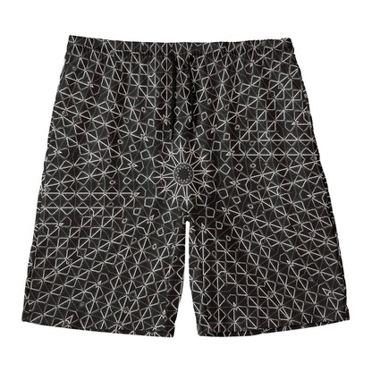Black And White Kaleidoscope Print Men's Swim Trunks