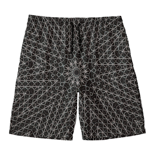Black And White Kaleidoscope Print Men's Swim Trunks
