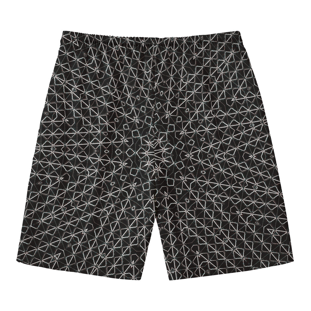 Black And White Kaleidoscope Print Men's Swim Trunks