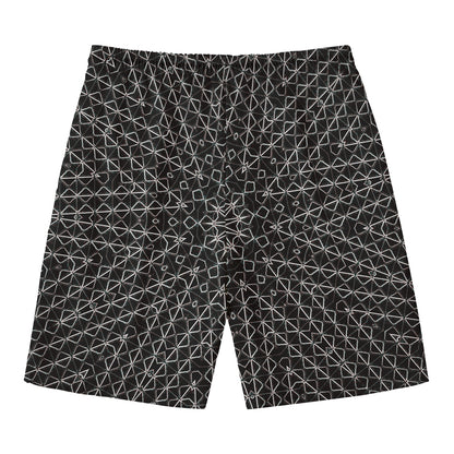 Black And White Kaleidoscope Print Men's Swim Trunks