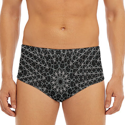 Black And White Kaleidoscope Print Men's Triangle Swim Briefs