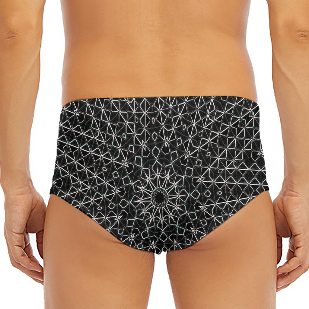 Black And White Kaleidoscope Print Men's Triangle Swim Briefs