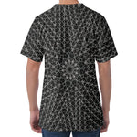 Black And White Kaleidoscope Print Men's Velvet T-Shirt