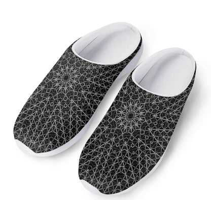Black And White Kaleidoscope Print Mesh Casual Shoes