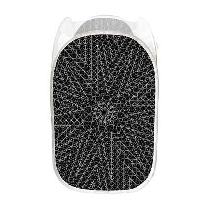 Black And White Kaleidoscope Print Mesh Laundry Hamper