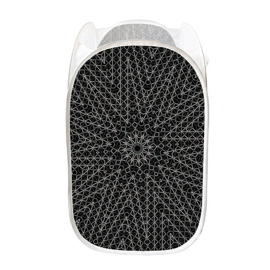Black And White Kaleidoscope Print Mesh Laundry Hamper