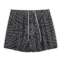 Black And White Kaleidoscope Print Mesh Shorts