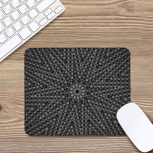 Black And White Kaleidoscope Print Mouse Pad