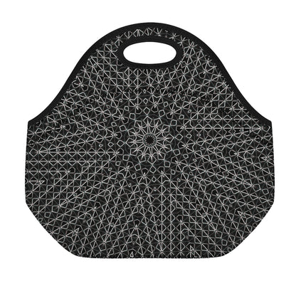 Black And White Kaleidoscope Print Neoprene Lunch Bag